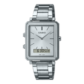 Casio,Men's Watch Analog-Digital, Silver Dial Silver Stainless Steel  Band, MTP-B205D-7EDF